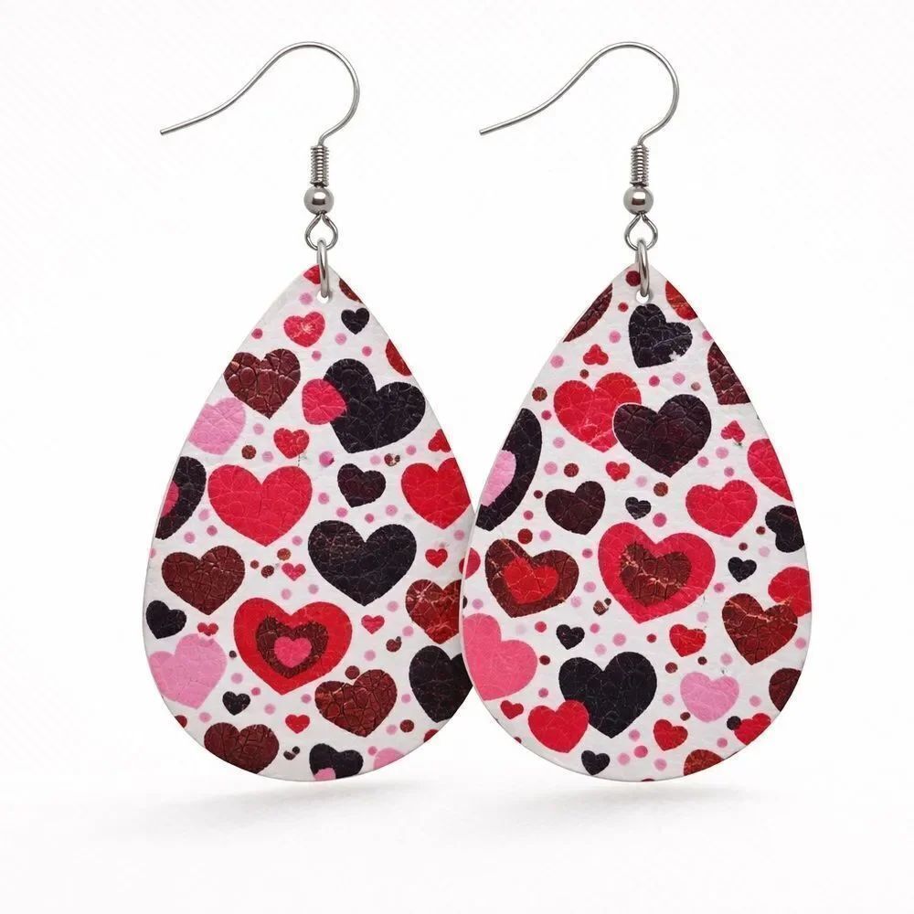 3For$20 Heart Pattern Teardrop Earrings Red/Pink New